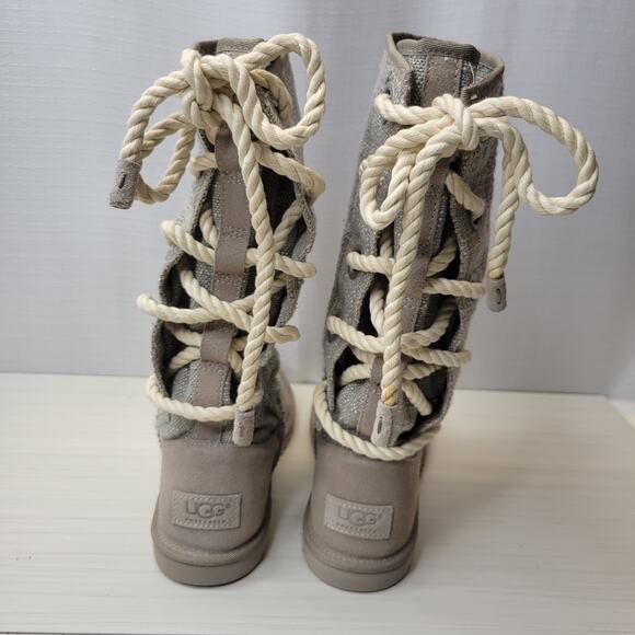 UGG Harbour Laceups in Oyster Tweed Rope Neutral Boot, 7 - Picture 2 of 13
